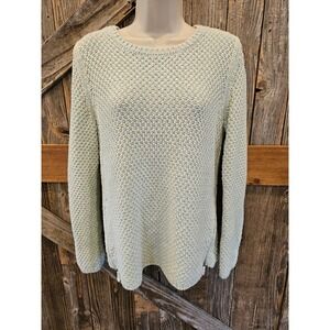 Talbots size medium green chunky knit sode zip tunic sweater ^